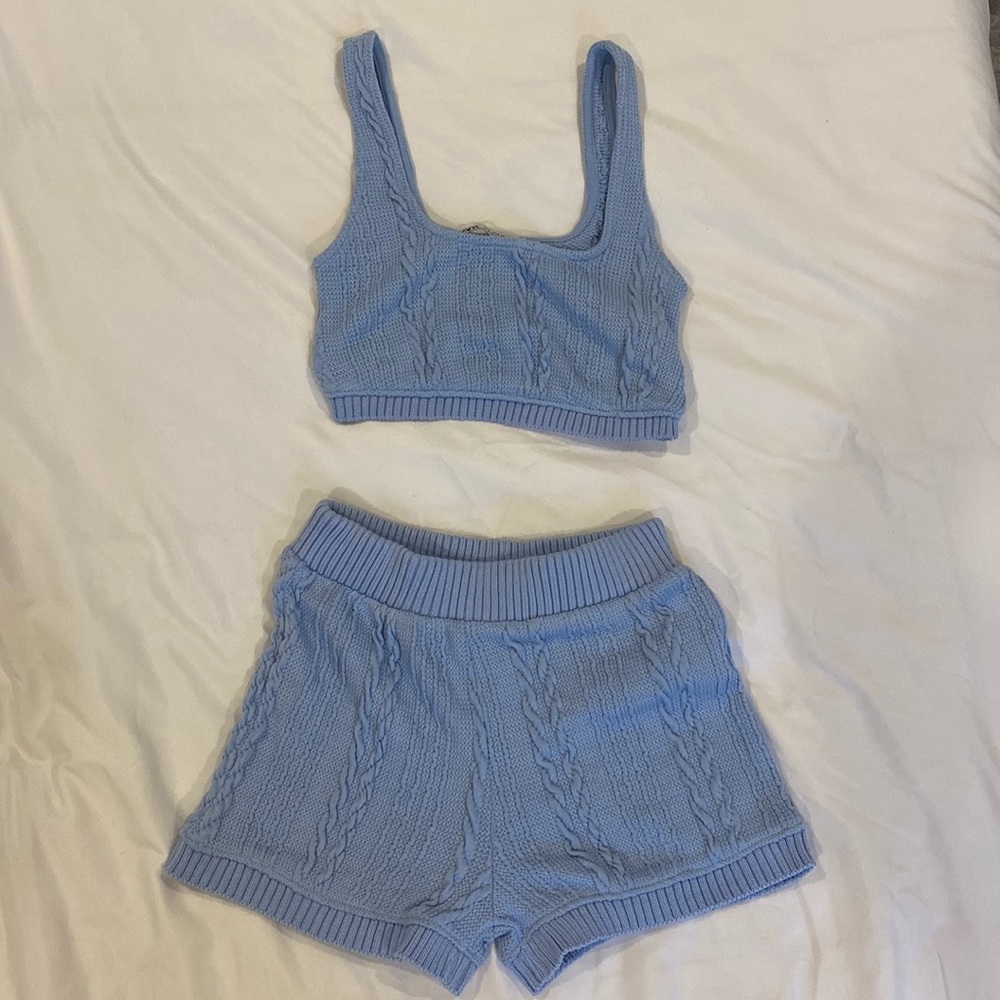 Light blue matching short and tank set